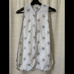 Aden + Anais Cotton Muslin White Gray Star Sleep Sack 6-12 Months